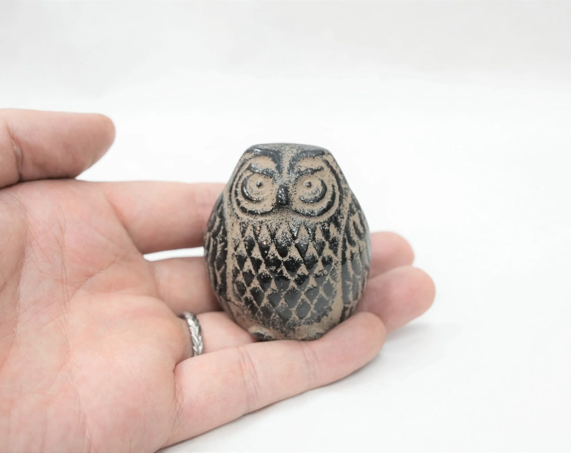 Authentic Japanese Cast Iron Paperweight • Owl Desk Decor - Image 5