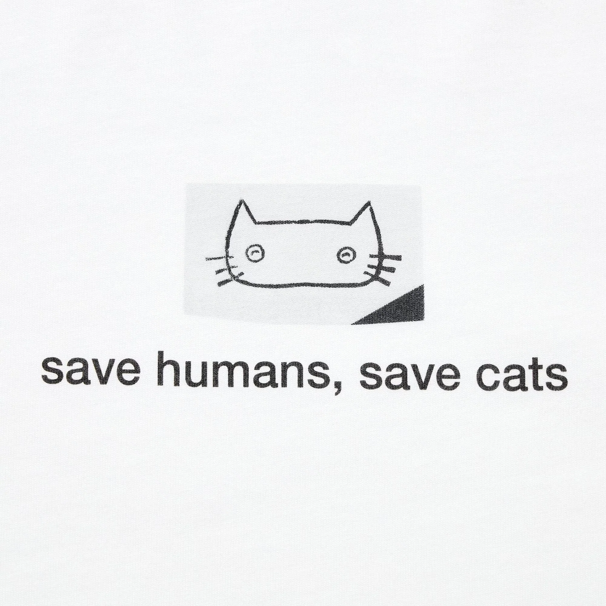 Haruki Murakami "Save humans, save cats" White T-Shirt • Murakami Peace for All UT • Official Japanese Merchandise Art Gift - Image 4