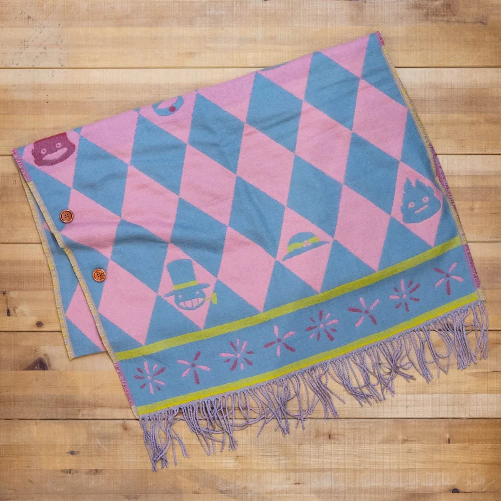 Official Ghibli Howls Moving Castle Shawl • Jacquard Stole with Calcifer - Image 3