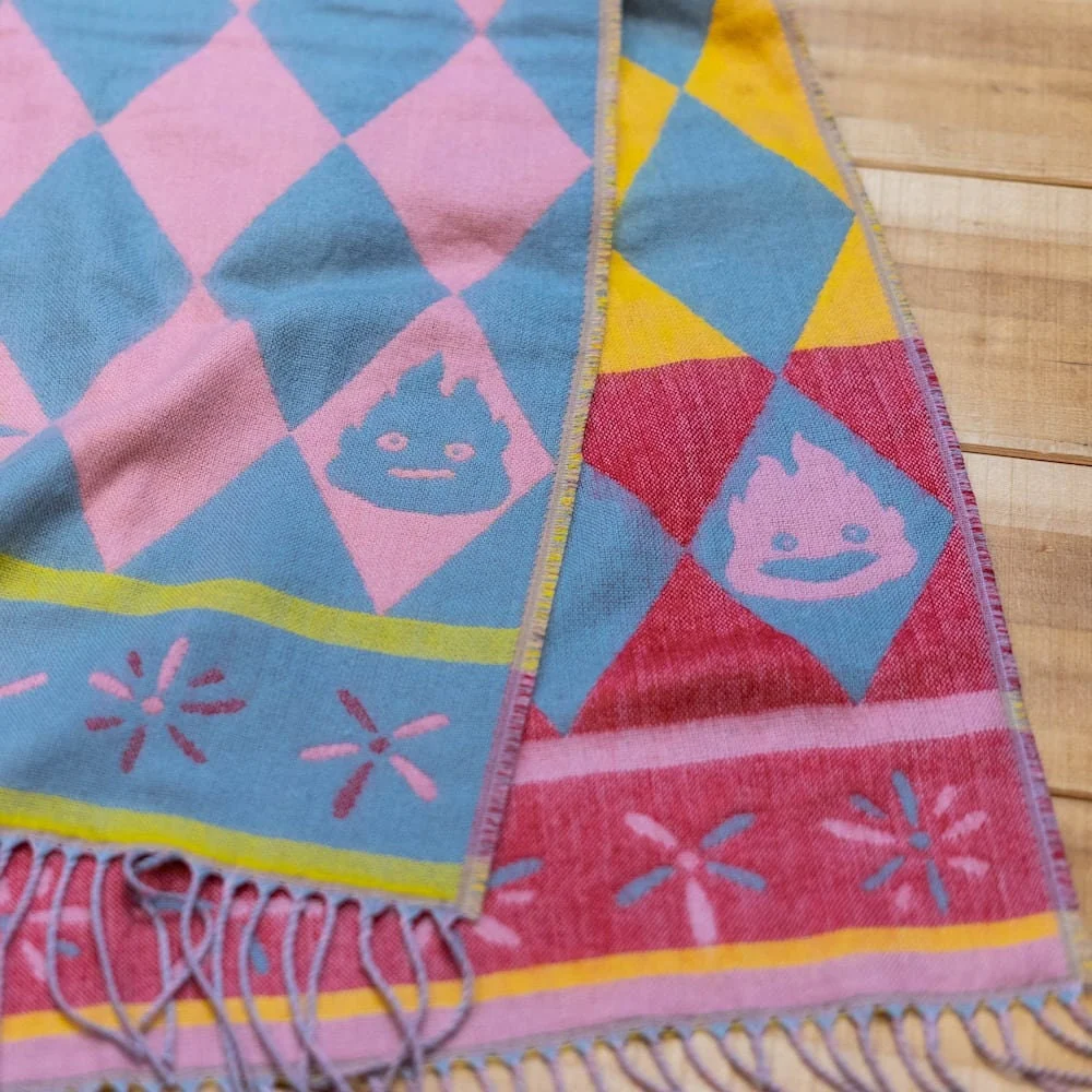 Official Ghibli Howls Moving Castle Shawl • Jacquard Stole with Calcifer - Image 4