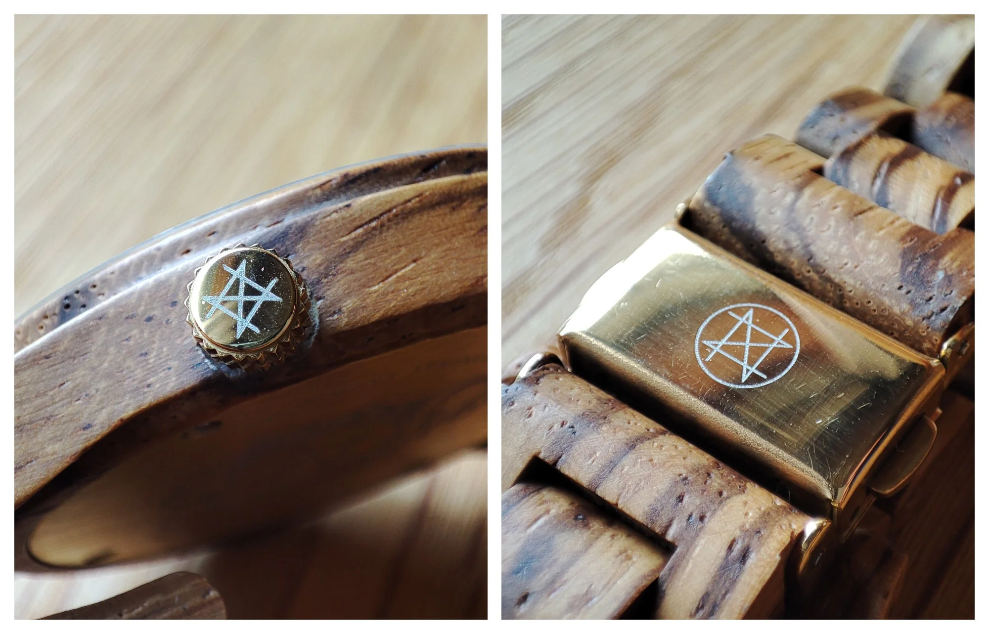 Japanese Handmade Wrist Watch "NOZ" • Made of Howlite, Zebra Wood • Swiss Movement - Image 6