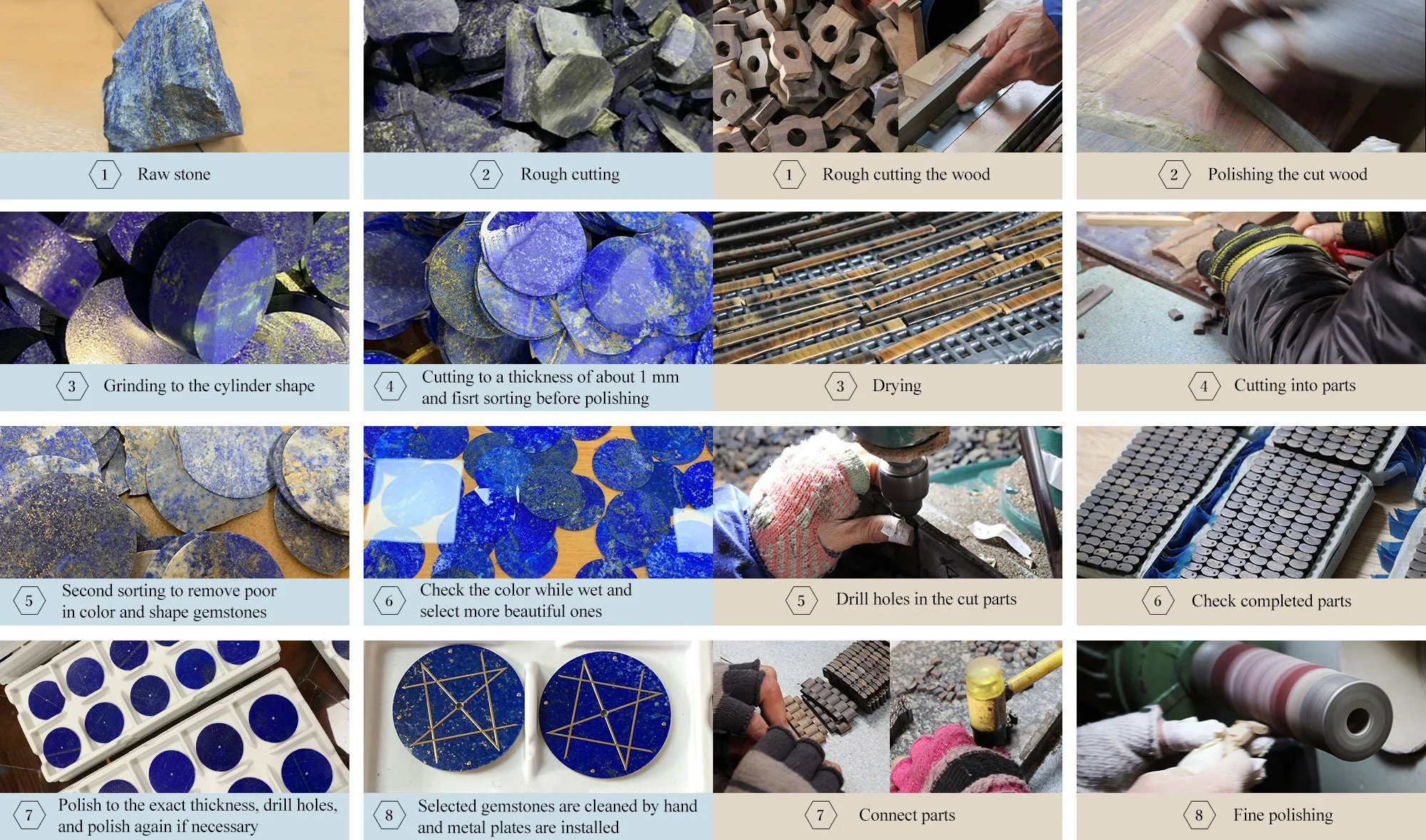 Japanese Handmade Wrist Watch "NOZ" • Made of Lapis Lazuli, Walnut • Swiss Movement - Image 9