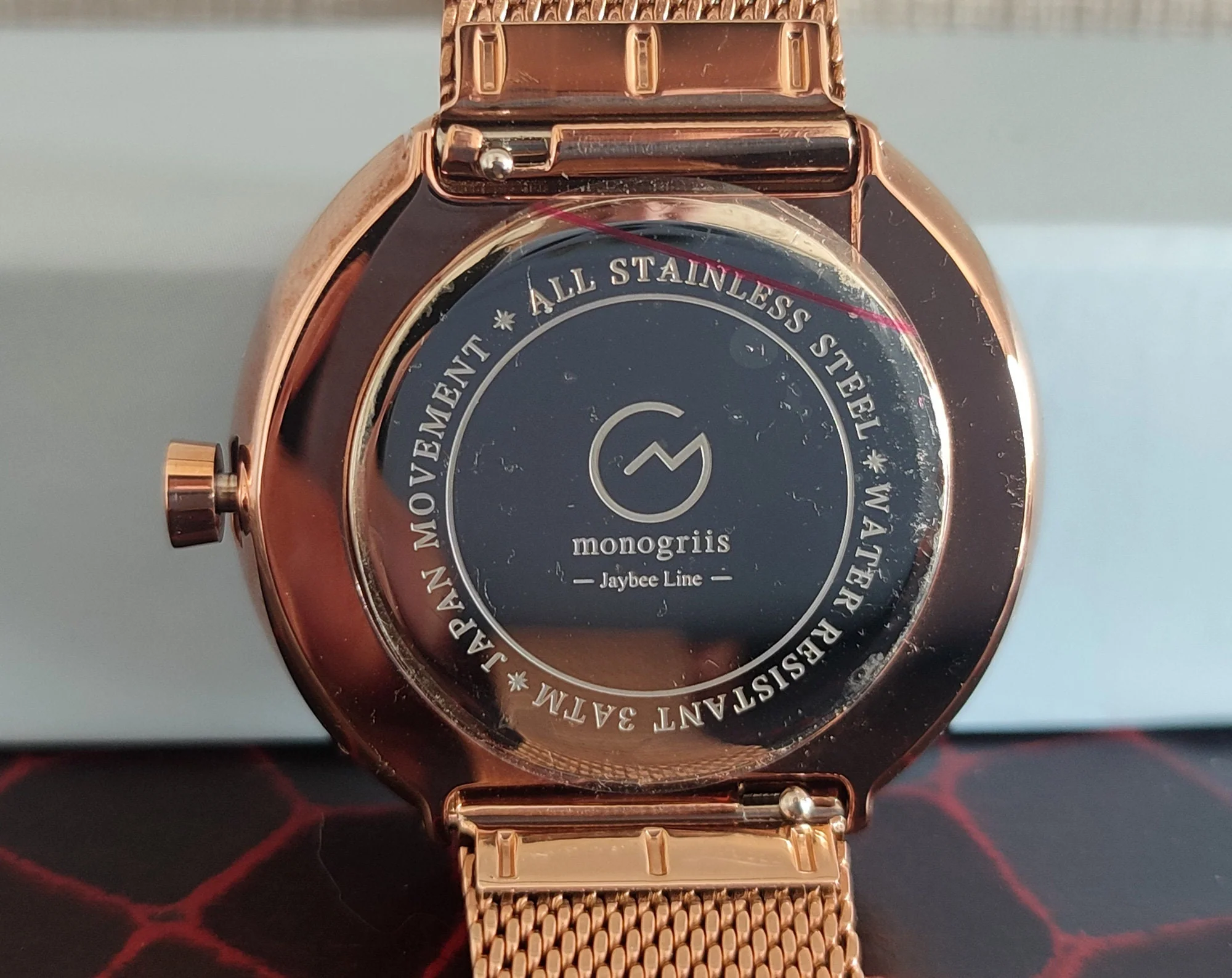 Japanese Watch with Moon Phase Calendar "Monogriis" • Large Round Wrist Watches for Men/Women • Stars, Space, Cosmos, Moon, Romantic - Image 6