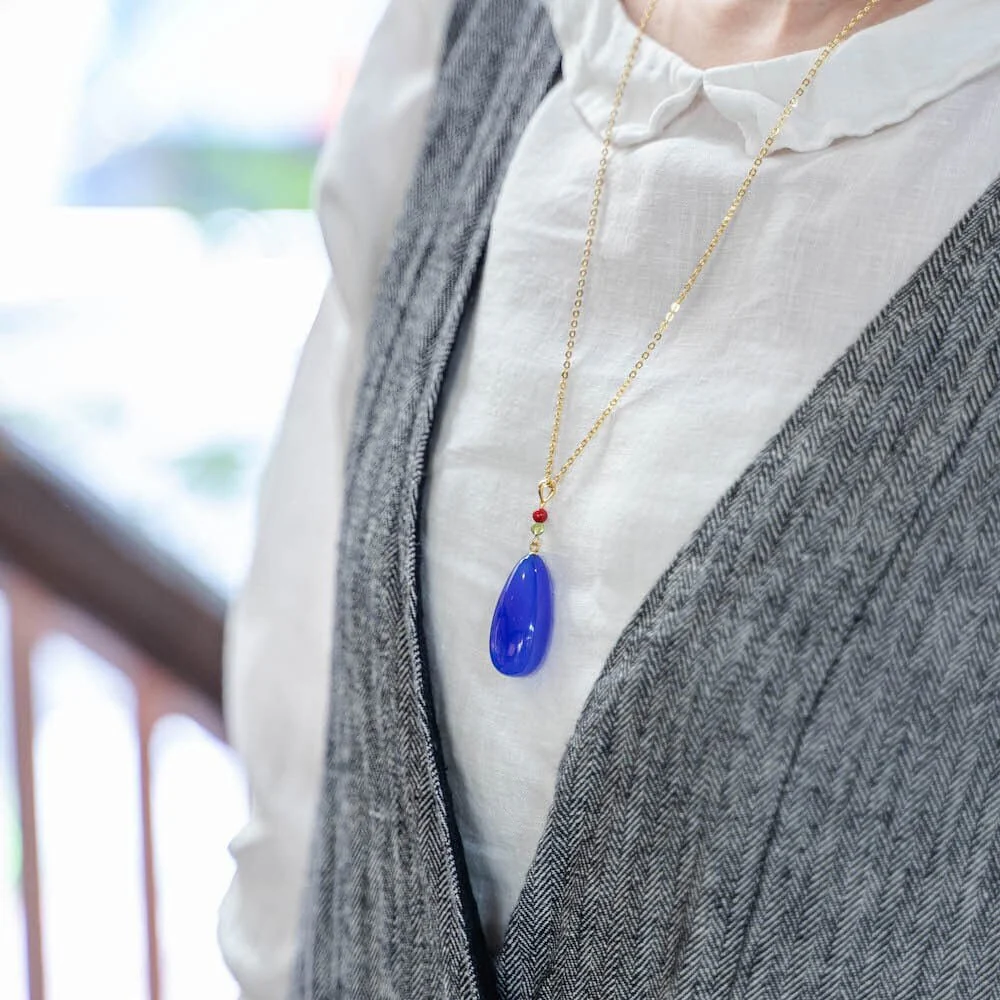 Official Ghibli Howls Moving Castle Necklace Blue Agate/Silver • Japanese Anime Jewelry - Image 4