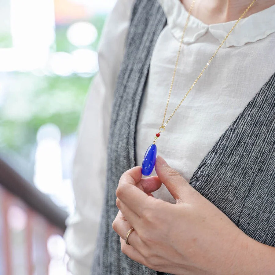 Official Ghibli Howls Moving Castle Necklace Blue Agate/Silver • Japanese Anime Jewelry - Image 5