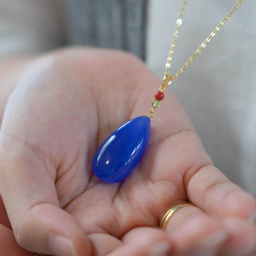 Official Ghibli Howls Moving Castle Necklace Blue Agate/Silver • Japanese Anime Jewelry - Image 6