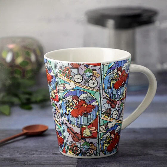 Official Ghibli Howl/Baron Mug Cup • Howls Moving Castle/Whisper of the Heart Tableware • Stained Glass Style • Japanese Ceramic Gift - Image 5