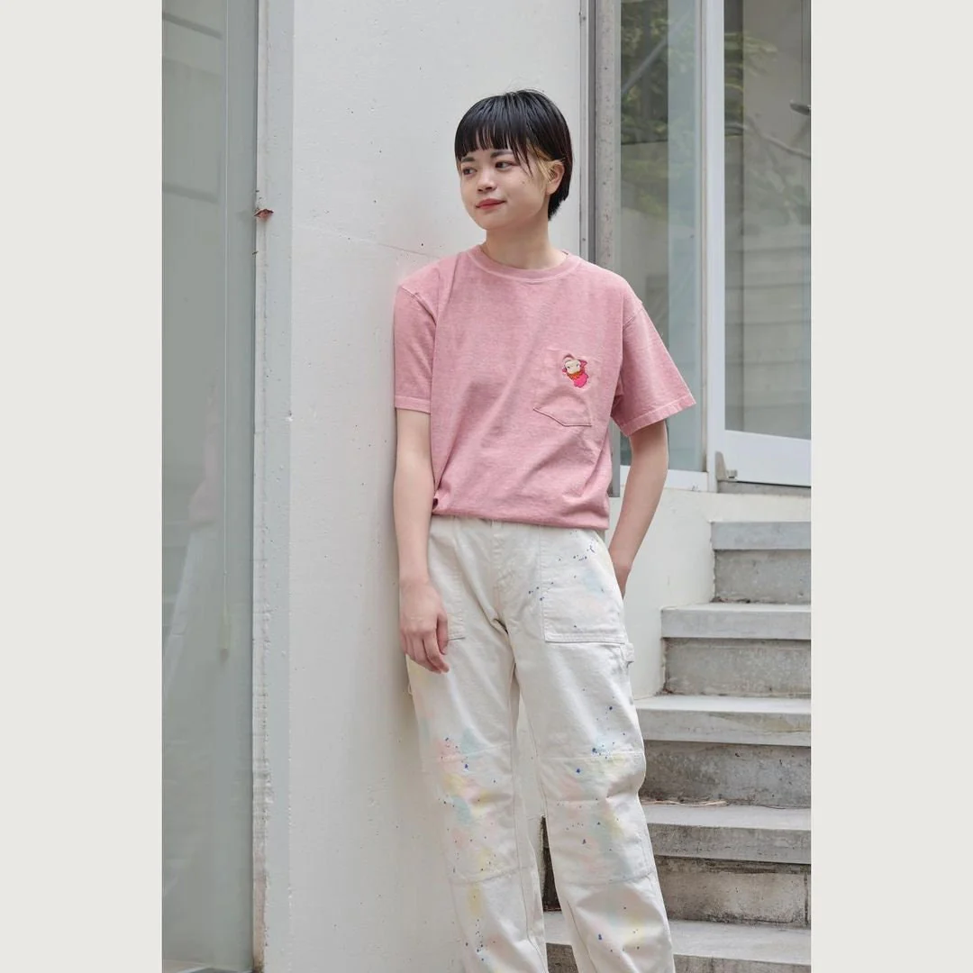 Official Ghibli Ponyo T-shirt Embroided • Ponyo on the Cliff GBL Summer Clothes/Top/Pink Tshirt with Pocket - Image 3