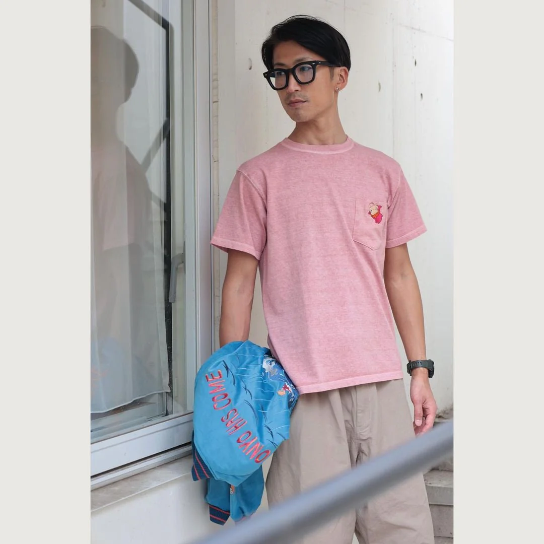 Official Ghibli Ponyo T-shirt Embroided • Ponyo on the Cliff GBL Summer Clothes/Top/Pink Tshirt with Pocket - Image 4