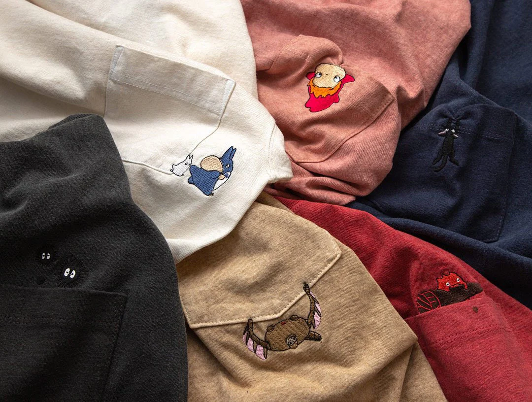 Official Ghibli Ponyo T-shirt Embroided • Ponyo on the Cliff GBL Summer Clothes/Top/Pink Tshirt with Pocket - Image 8