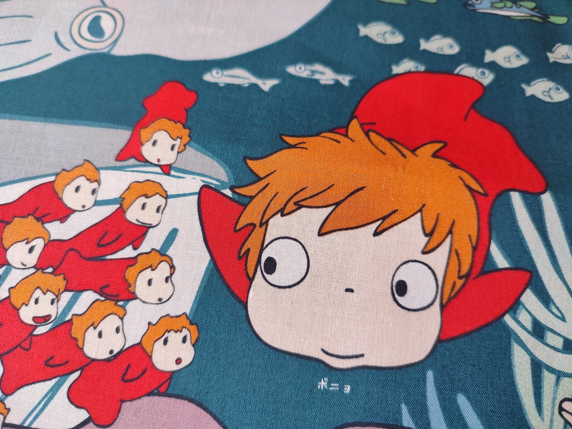 Official Ghibli Ponyo Tapestry/Wall Hanging • Ponyo on the Cliff Bandana/Neckerchief/Scarf/Handkerchief/Interior Decor - Image 3
