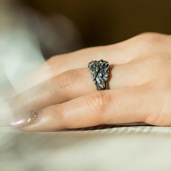 Official Studio Ghibli "Ponyo on the wave" Ring • Ponyo on the Cliff by the Sea Free Size Ring • Japanese Handmade Jewelry Gift - Image 6