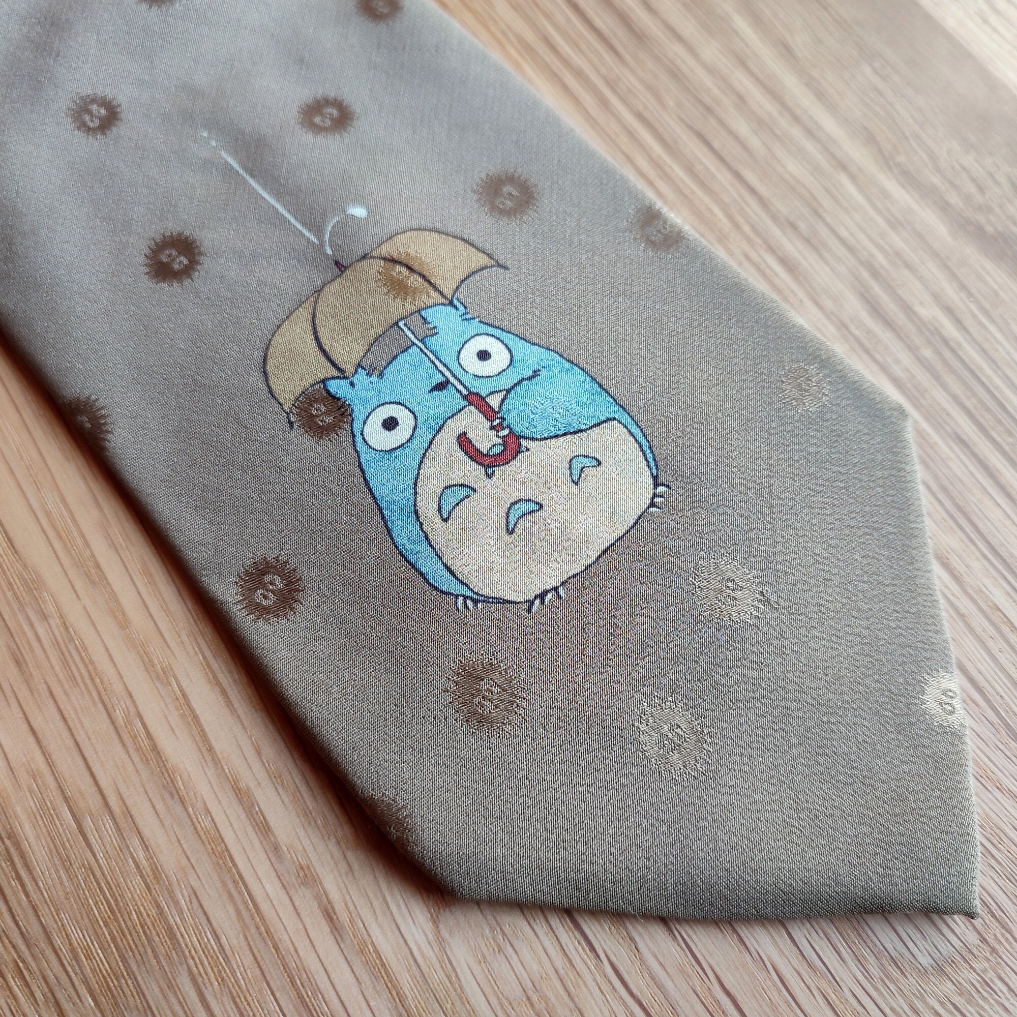 Official Ghibli Totoro Necktie • My Neighbor Totoro Neckwear/Ascot/Cravat/Accent Clothes • Beige Silk Neck Tie - Image 3