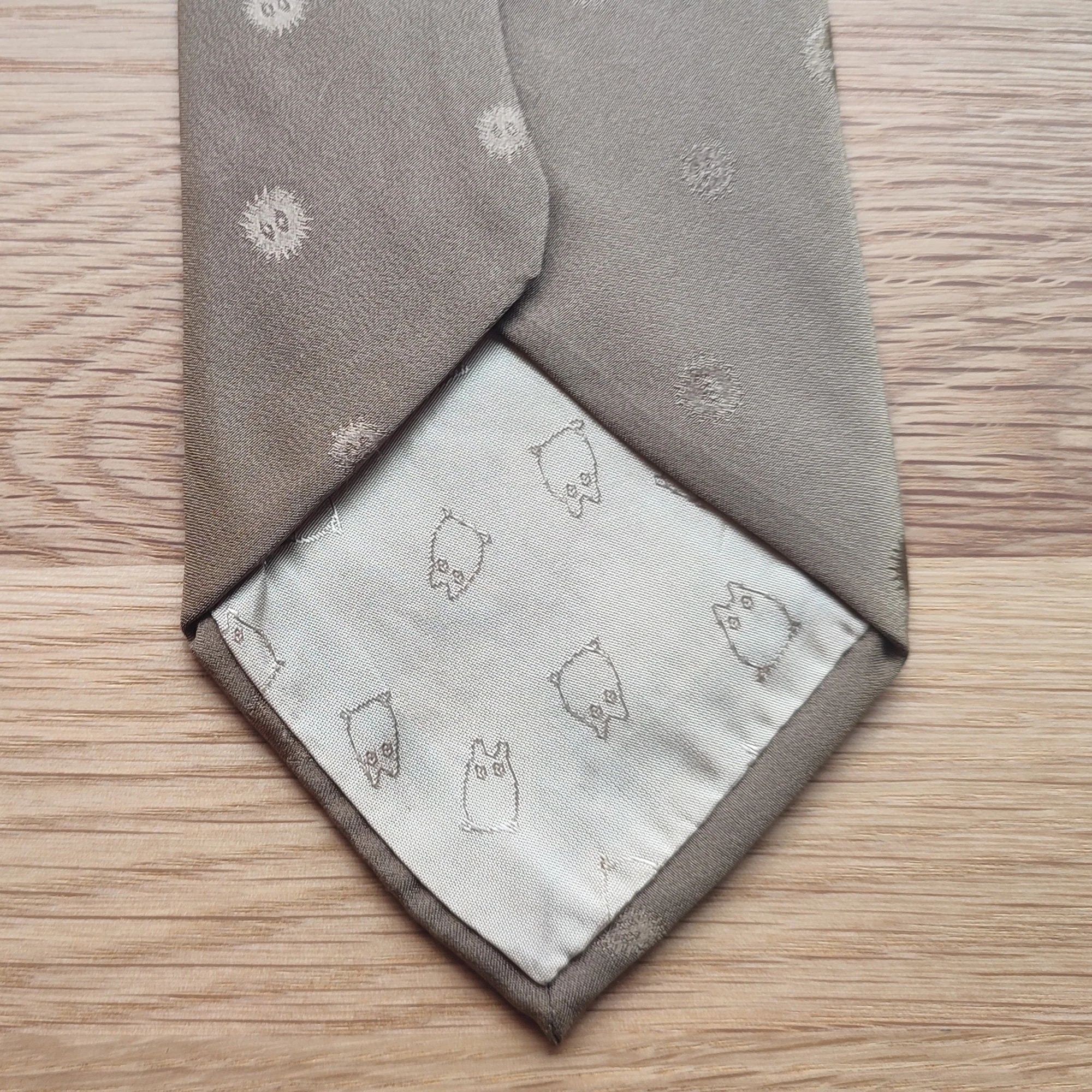 Official Ghibli Totoro Necktie • My Neighbor Totoro Neckwear/Ascot/Cravat/Accent Clothes • Beige Silk Neck Tie - Image 4