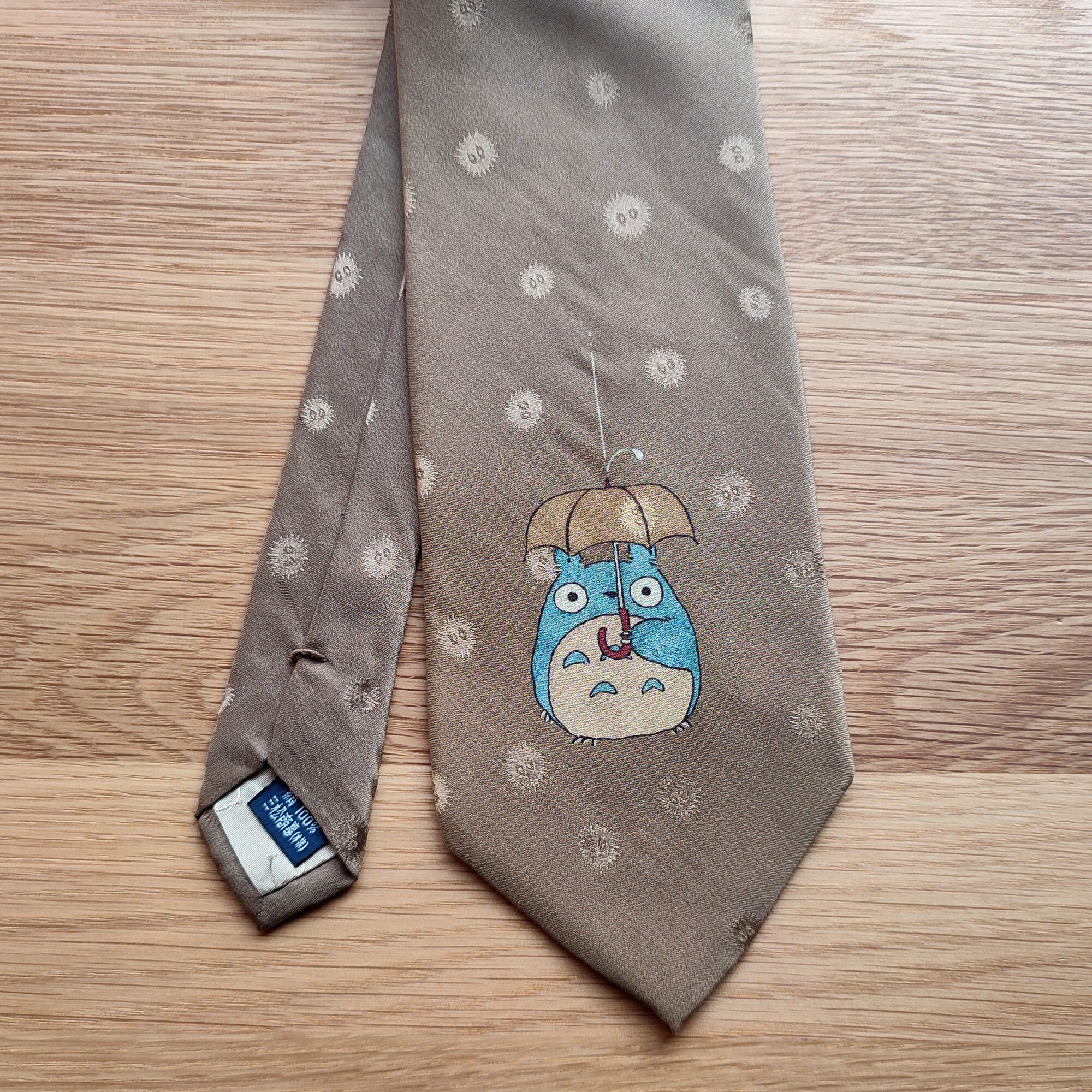 Official Ghibli Totoro Necktie • My Neighbor Totoro Neckwear/Ascot/Cravat/Accent Clothes • Beige Silk Neck Tie - Image 5