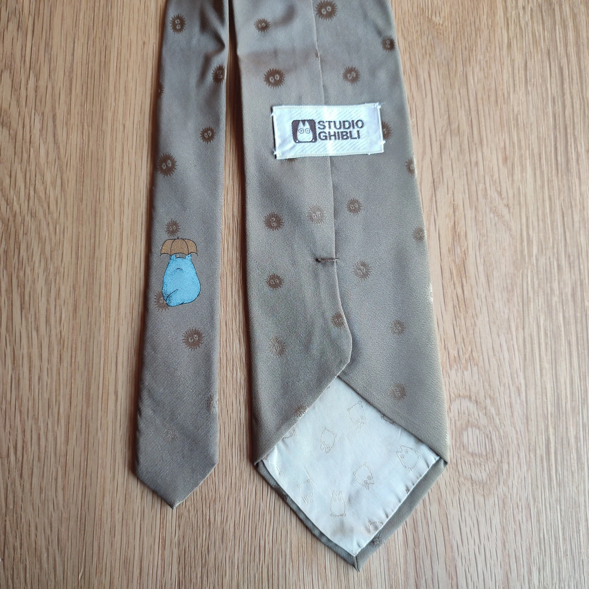 Official Ghibli Totoro Necktie • My Neighbor Totoro Neckwear/Ascot/Cravat/Accent Clothes • Beige Silk Neck Tie - Image 6