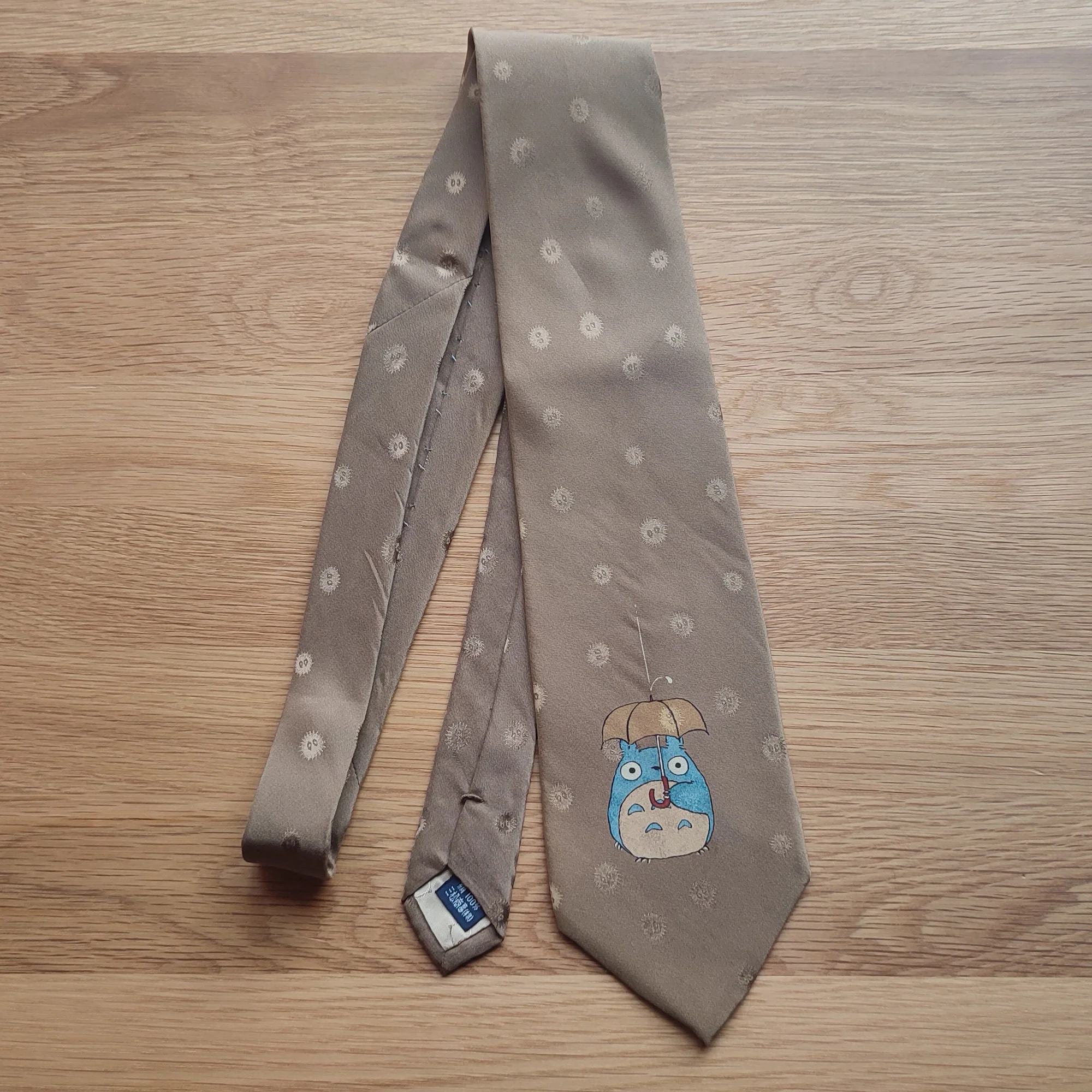 Official Ghibli Totoro Necktie • My Neighbor Totoro Neckwear/Ascot/Cravat/Accent Clothes • Beige Silk Neck Tie - Image 8