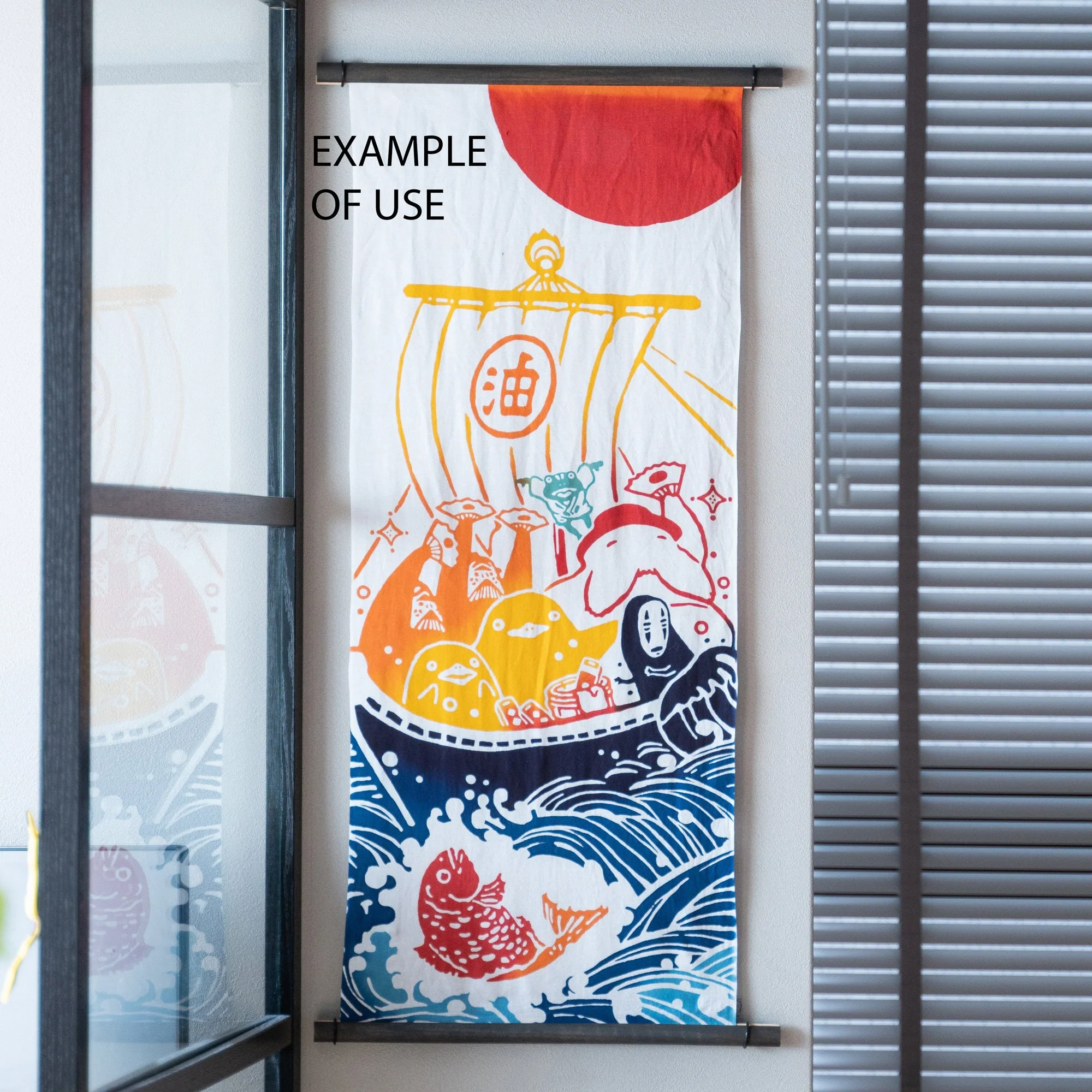 Official Ghibli Wall Hanging Hand-dyed • Mononoke Tenugui/Wall Decor/Tapestry/Interior Decoration • Yakul Forest Spirit - Image 8