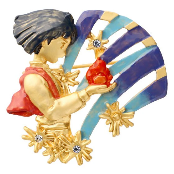 Official Studio Ghibli "Howl and Calcifer" Handmade Brooch • Howls Moving Castle Pin/Badge/Breastpin/Clip • Japanese Jewelry Anime Gift - Image 3