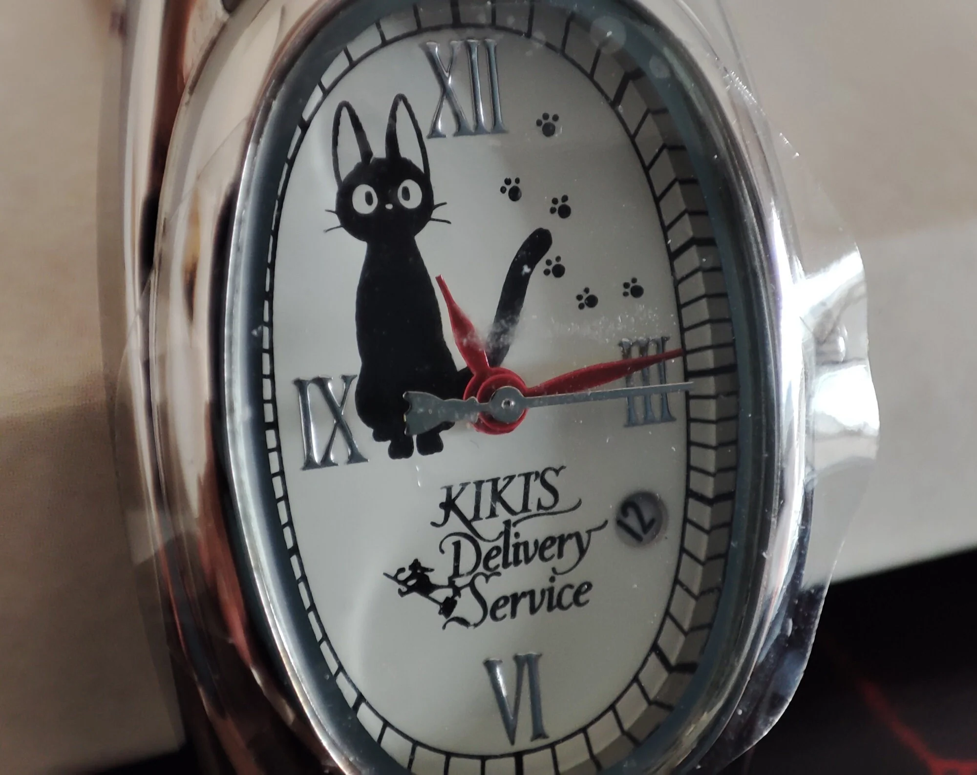 Vintage* Official Studio Ghibli Kikis Delivery Service Wrist Watch with Jiji • Black/White - Image 4