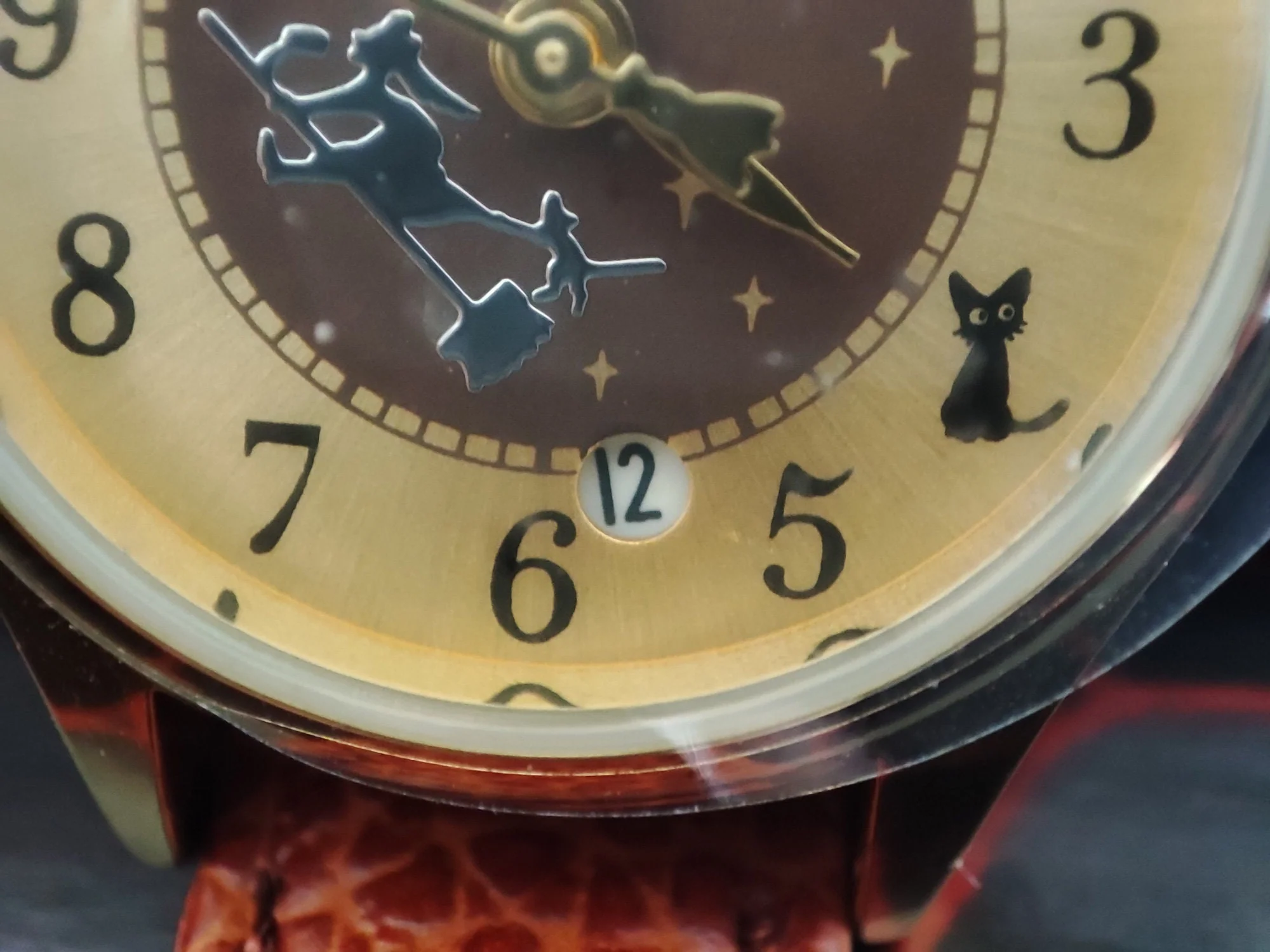 Vintage* Official Studio Ghibli Kikis Delivery Service Wrist Watch with Jiji and Moon • Brown/Gold - Image 4
