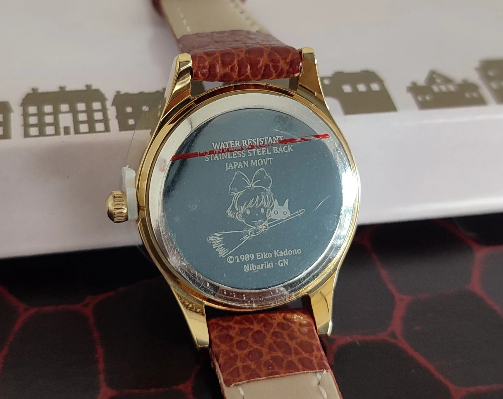 Vintage* Official Studio Ghibli Kikis Delivery Service Wrist Watch with Jiji and Moon • Brown/Gold - Image 5